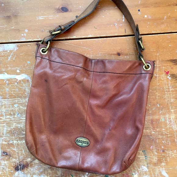 Fossil Handbags - Fossil Handbag, Shoulder Bag, Brown Leather, Hobo Style Purse